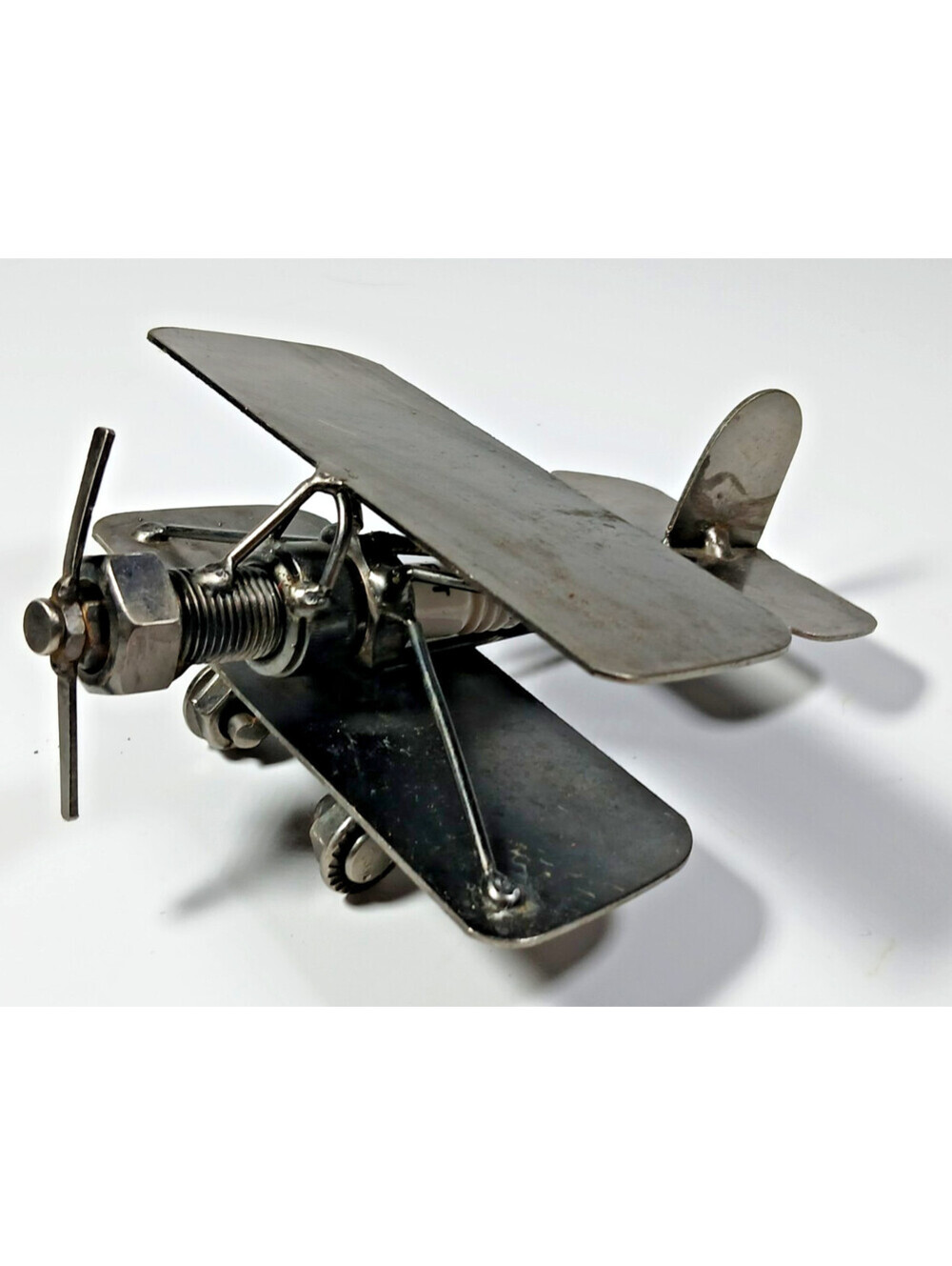 Vtg Spark Plug Metal Art Biplane Airplane sculpture Pilot Hanger Aviation Gift